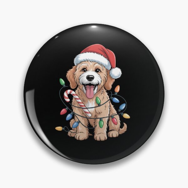 Item preview, Perro Goldendoodle Luces de Navidad Papá Noel Navidad designed and sold by JonGogue.