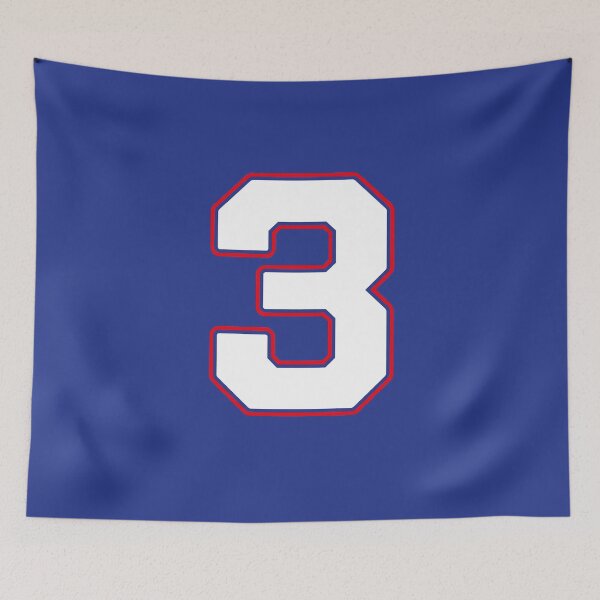 Item preview, Jersey Number 3 / Player Shirt Number Three (White with Red Outline) designed and sold by STUDIO-72.