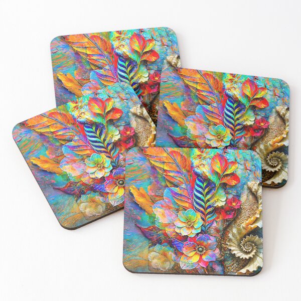 Item preview, Floral Relic Amid Cascading Chromatic Feathers designed and sold by blackhalt.