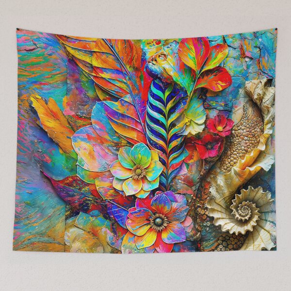 Item preview, Floral Relic Amid Cascading Chromatic Feathers designed and sold by blackhalt.