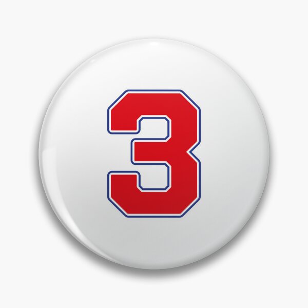 Item preview, Jersey Number 3 / Player Shirt Number Three (Red with Blue Outline) designed and sold by STUDIO-72.