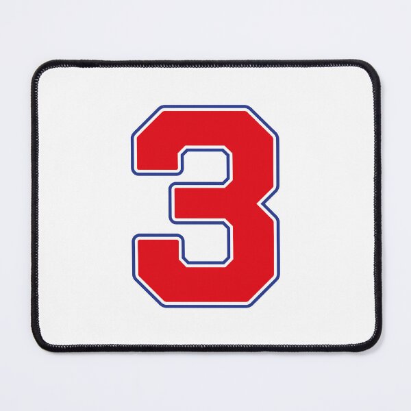 Item preview, Jersey Number 3 / Player Shirt Number Three (Red with Blue Outline) designed and sold by STUDIO-72.