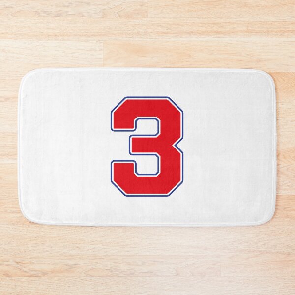 Item preview, Jersey Number 3 / Player Shirt Number Three (Red with Blue Outline) designed and sold by STUDIO-72.