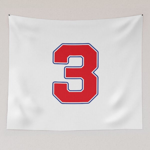 Item preview, Jersey Number 3 / Player Shirt Number Three (Red with Blue Outline) designed and sold by STUDIO-72.