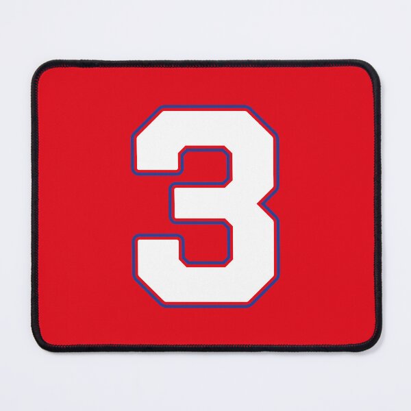 Item preview, Jersey Number 3 / Player Shirt Number Three (White with Blue Outline) designed and sold by STUDIO-72.