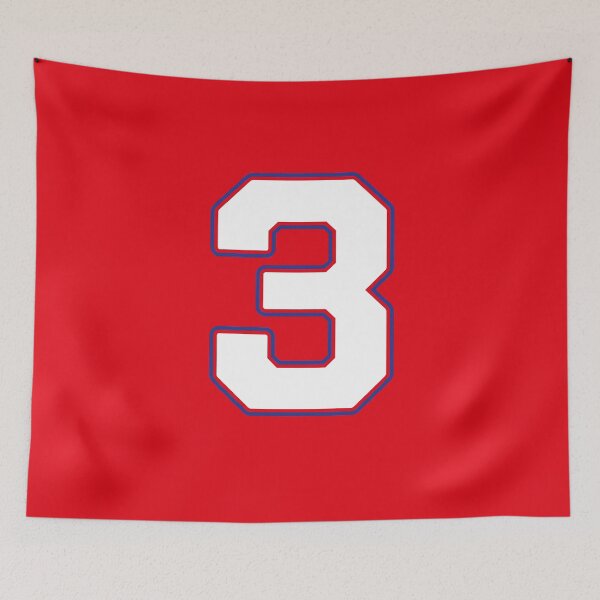 Item preview, Jersey Number 3 / Player Shirt Number Three (White with Blue Outline) designed and sold by STUDIO-72.