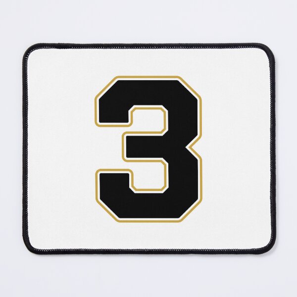 Item preview, Jersey Number 3 / Player Shirt Number Three (Black with Gold Outline) designed and sold by STUDIO-72.