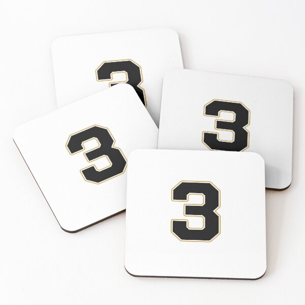 Item preview, Jersey Number 3 / Player Shirt Number Three (Black with Gold Outline) designed and sold by STUDIO-72.