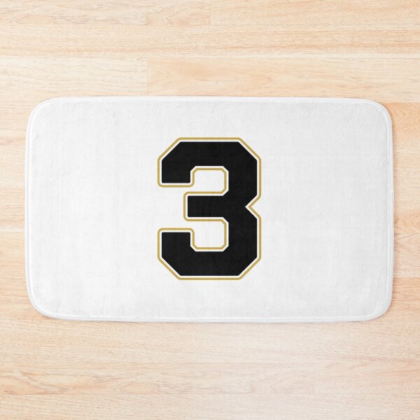 Item preview, Jersey Number 3 / Player Shirt Number Three (Black with Gold Outline) designed and sold by STUDIO-72.