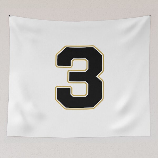 Item preview, Jersey Number 3 / Player Shirt Number Three (Black with Gold Outline) designed and sold by STUDIO-72.