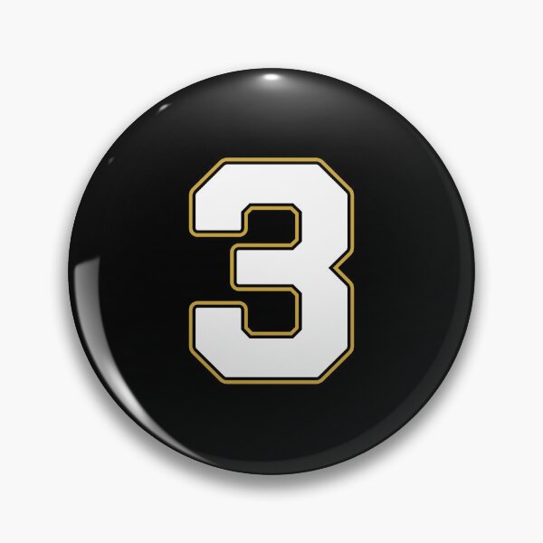 Item preview, Jersey Number 3 / Player Shirt Number Three (White with Gold Outline) designed and sold by STUDIO-72.