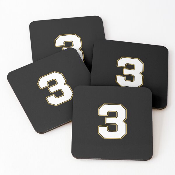 Item preview, Jersey Number 3 / Player Shirt Number Three (White with Gold Outline) designed and sold by STUDIO-72.