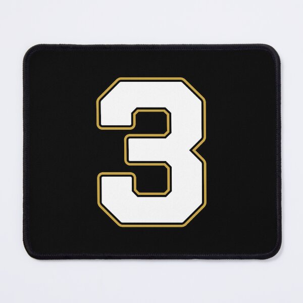 Item preview, Jersey Number 3 / Player Shirt Number Three (White with Gold Outline) designed and sold by STUDIO-72.