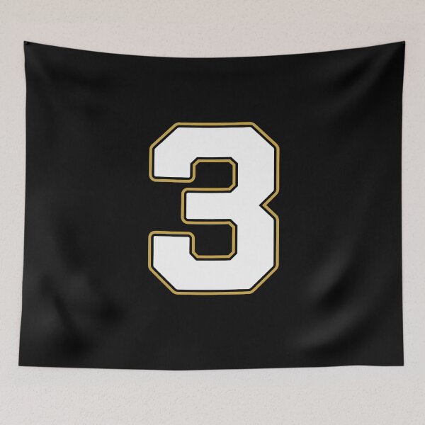 Item preview, Jersey Number 3 / Player Shirt Number Three (White with Gold Outline) designed and sold by STUDIO-72.