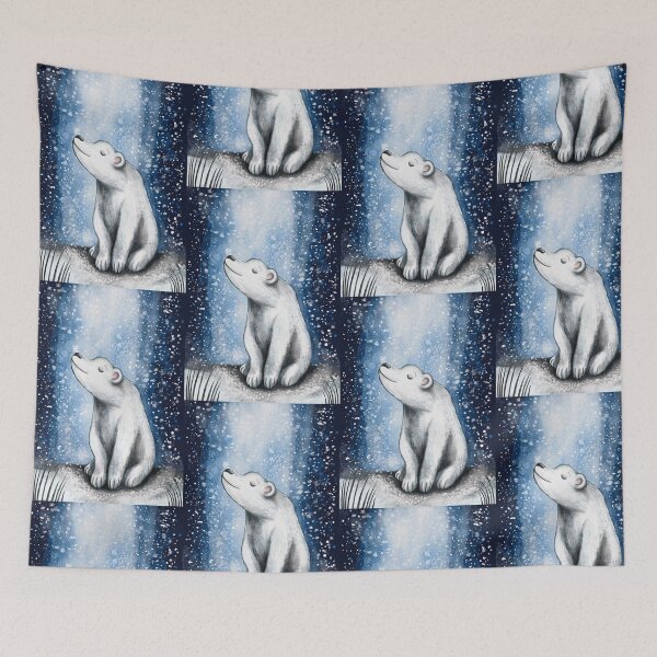 Item preview, Polar Bear in the snow hand drawn illustration art designed and sold by Vintage Designs +.