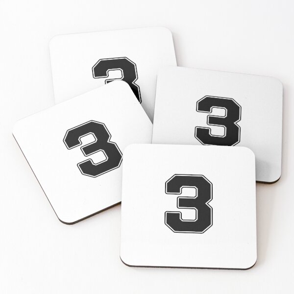Item preview, Jersey Number 3 / Player Shirt Number Three (Black with Black Outline) designed and sold by STUDIO-72.