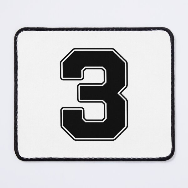 Item preview, Jersey Number 3 / Player Shirt Number Three (Black with Black Outline) designed and sold by STUDIO-72.