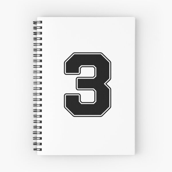 Item preview, Jersey Number 3 / Player Shirt Number Three (Black with Black Outline) designed and sold by STUDIO-72.