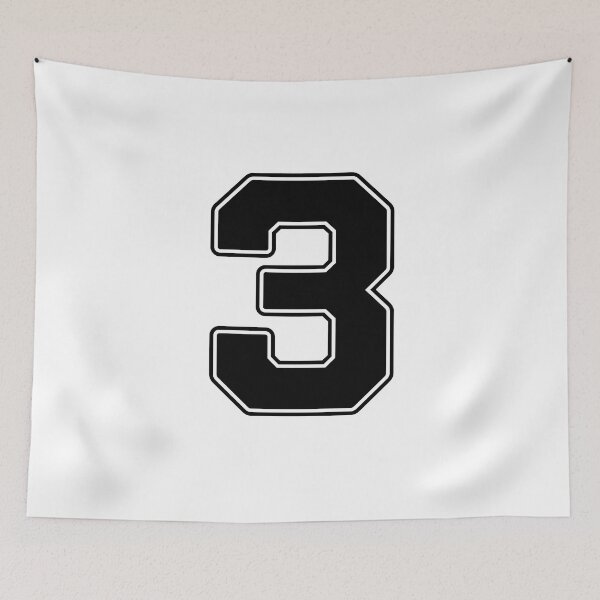 Item preview, Jersey Number 3 / Player Shirt Number Three (Black with Black Outline) designed and sold by STUDIO-72.