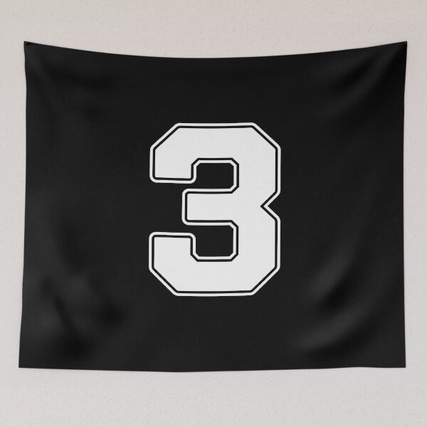 Item preview, Jersey Number 3 / Player Shirt Number Three (White with White Outline) designed and sold by STUDIO-72.