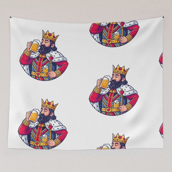 Item preview, CARTOON OF A KING DRINKING A BEER designed and sold by infinitearte.