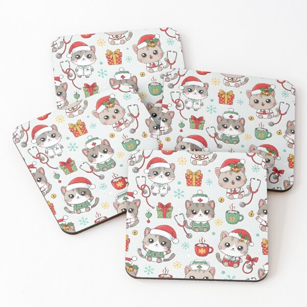 Item preview, Cute Christmas Nurse Cats Pattern – Kawaii Medical Holiday Cat Design designed and sold by FayeAndFriends.