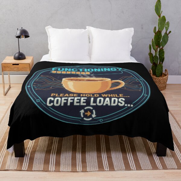 Item preview, Functioning? Please Hold While Coffee Loads – Funny Pixel Coffee designed and sold by House of Angel Jams.