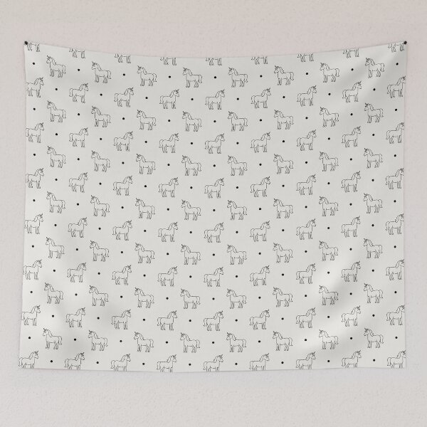 Item preview, Minimalist Cute Unicorns And Polka Dots In Black and White designed and sold by EliveraDesigns.