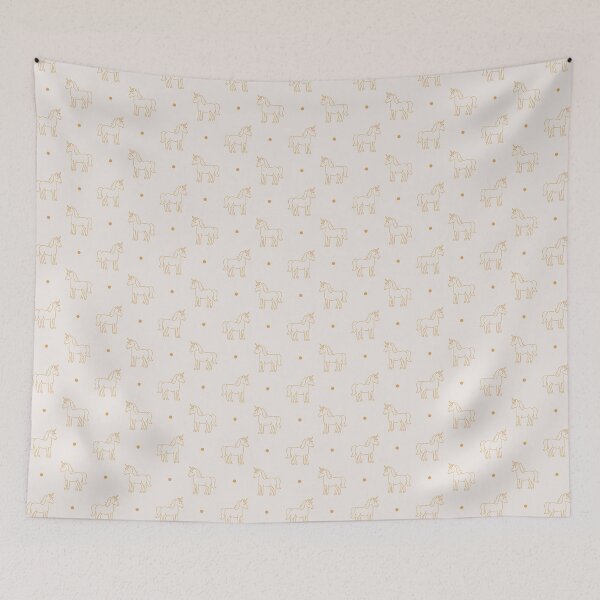 Item preview, Minimalist Cute Unicorns And Polka Dots In Mustard Yellow designed and sold by EliveraDesigns.