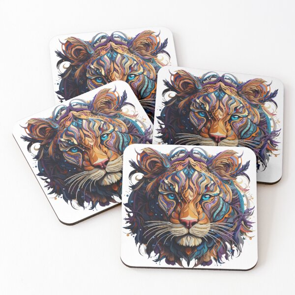 Item preview, Mystic Blue-Eyed Tiger in Abstract Swirls designed and sold by Daagath.