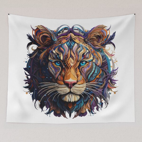 Item preview, Mystic Blue-Eyed Tiger in Abstract Swirls designed and sold by Daagath.