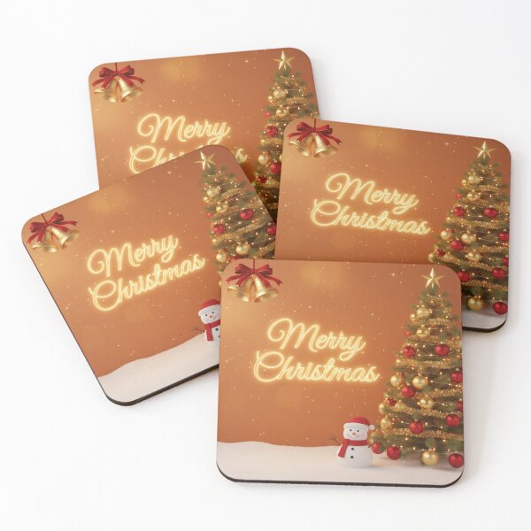 Item preview, Golden Christmas Tree with Smiling Snowman designed and sold by MoBoCH.