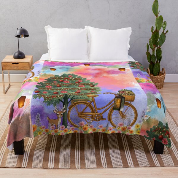 Item preview, Vintage Bike & Magical Christmas Watercolor Sky designed and sold by tinkeybabes.