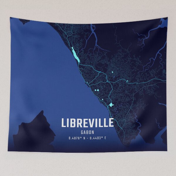 Item preview, Libreville Midnight City Map designed and sold by HomeLivingCo.