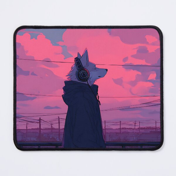 Item preview, Lofi Aesthetic: Wolf's Sunset Study Spot designed and sold by bapupa.