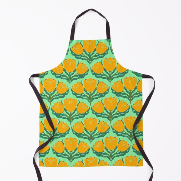 Item preview, ANNA’S APRON TOP YELLOW TULIPS MINT designed and sold by Marni Scofidio Desi9ns.