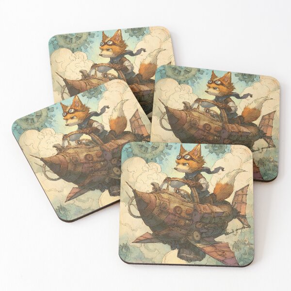 Item preview, Steampunk Art: Fox's Airship Adventure designed and sold by bapupa.