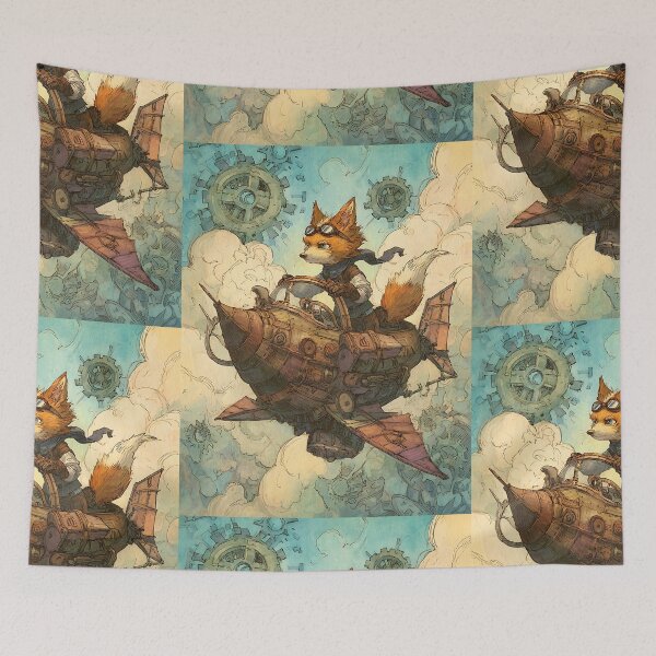 Item preview, Steampunk Art: Fox's Airship Adventure designed and sold by bapupa.