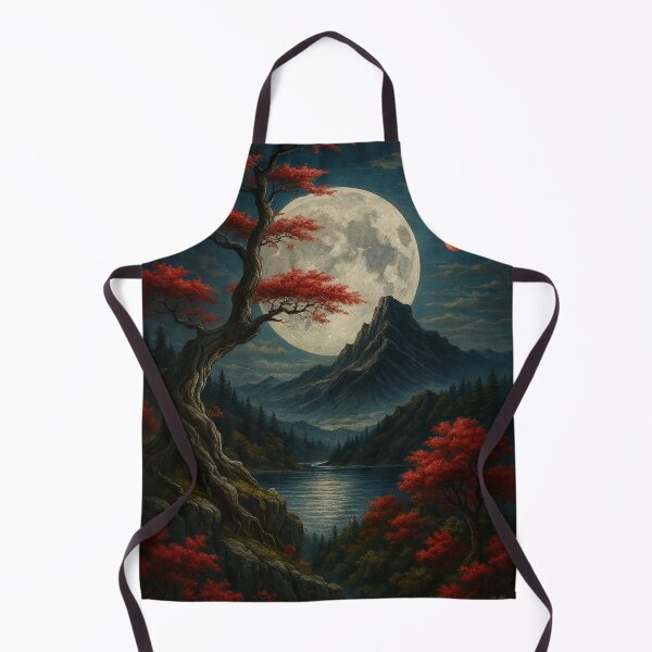 Item preview, Moonlit Serenity – Crimson Trees Beneath the Celestial Glow designed and sold by WittyUnknown.
