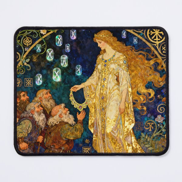Item preview, The Necklace of Freya | Norse Goddess Mythology Art Print designed and sold by Stoneflower-Art.
