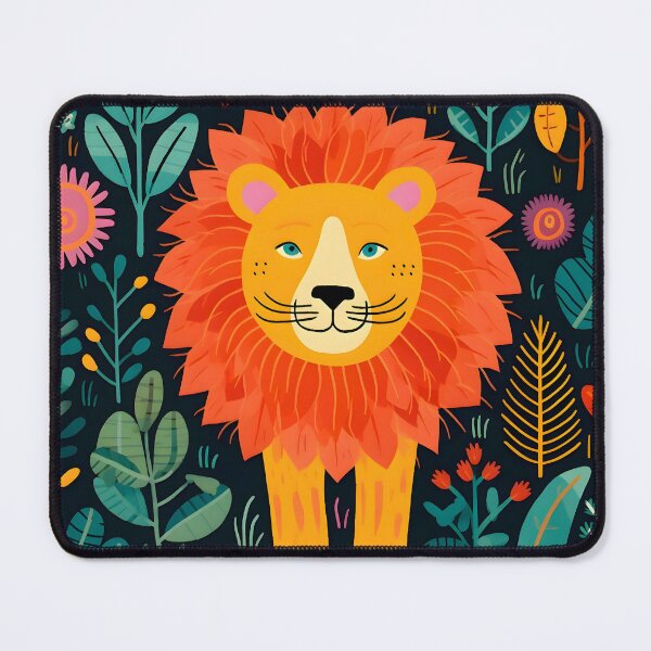 Item preview, ILLUSTRATION OF A LION IN A COLORFUL FOREST designed and sold by infinitearte.