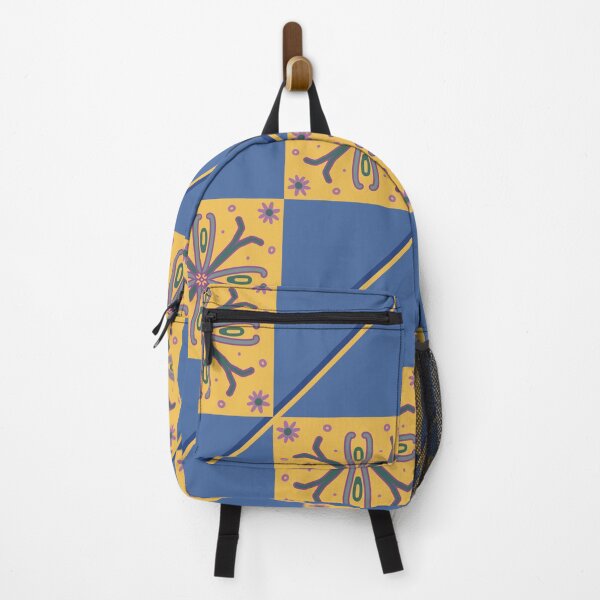 Item preview, Blue and mustard geometric floral Arabic tile designed and sold by Martapp.