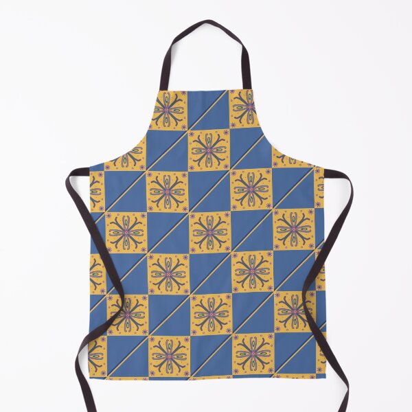 Artikelvorschau, Blaue und senffarbene geometrische arabische Blumenfliese entworfen und verkauft von Martapp.
