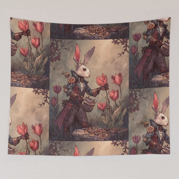 Item preview, Steampunk Art: Rabbit's Clockwork Garden designed and sold by bapupa.