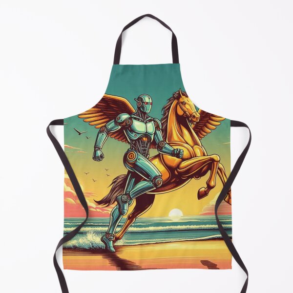 Item preview, Cyber Equinox: Futuristic Robot and Winged Horse at Sunset designed and sold by Dogandesighn.