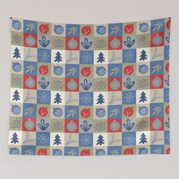 Item preview, Winter Icons Grid – Trees, Snowflakes & Holly Cheer designed and sold by NicolaZhukov.