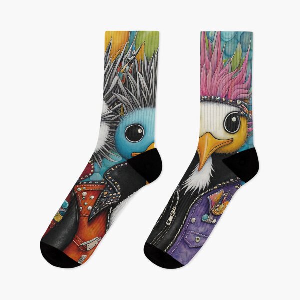 Item preview, Folk Art Seagulls with Punk Rock hair designed and sold by Colin Bentham.