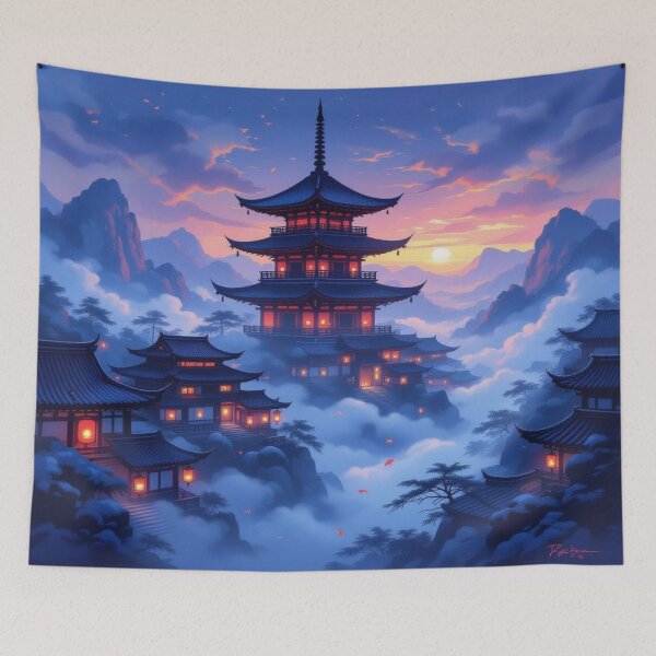 Item preview, Pagoda Dreams – Zen stillness meets cinematic glow in a world of light, mist & tradition designed and sold by FotoworldEdel.