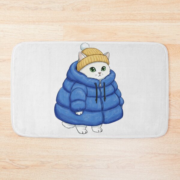 Item preview, Puffer Jacket White Kitten Blue designed and sold by trutut.