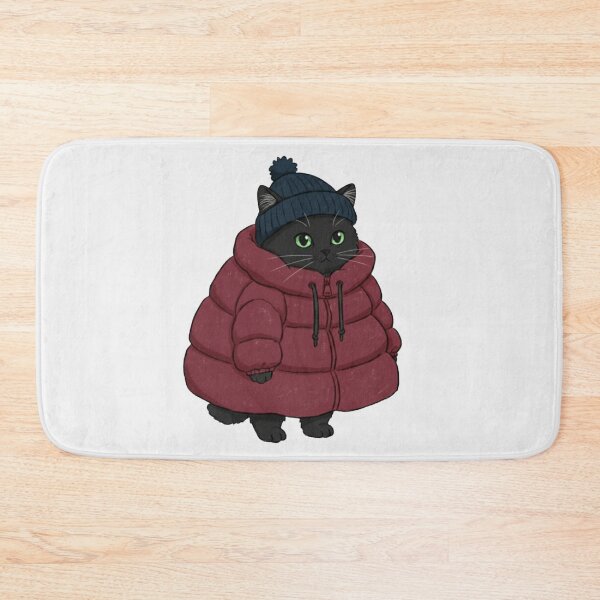 Item preview, Puffer Jacket Black Kitten Red designed and sold by trutut.